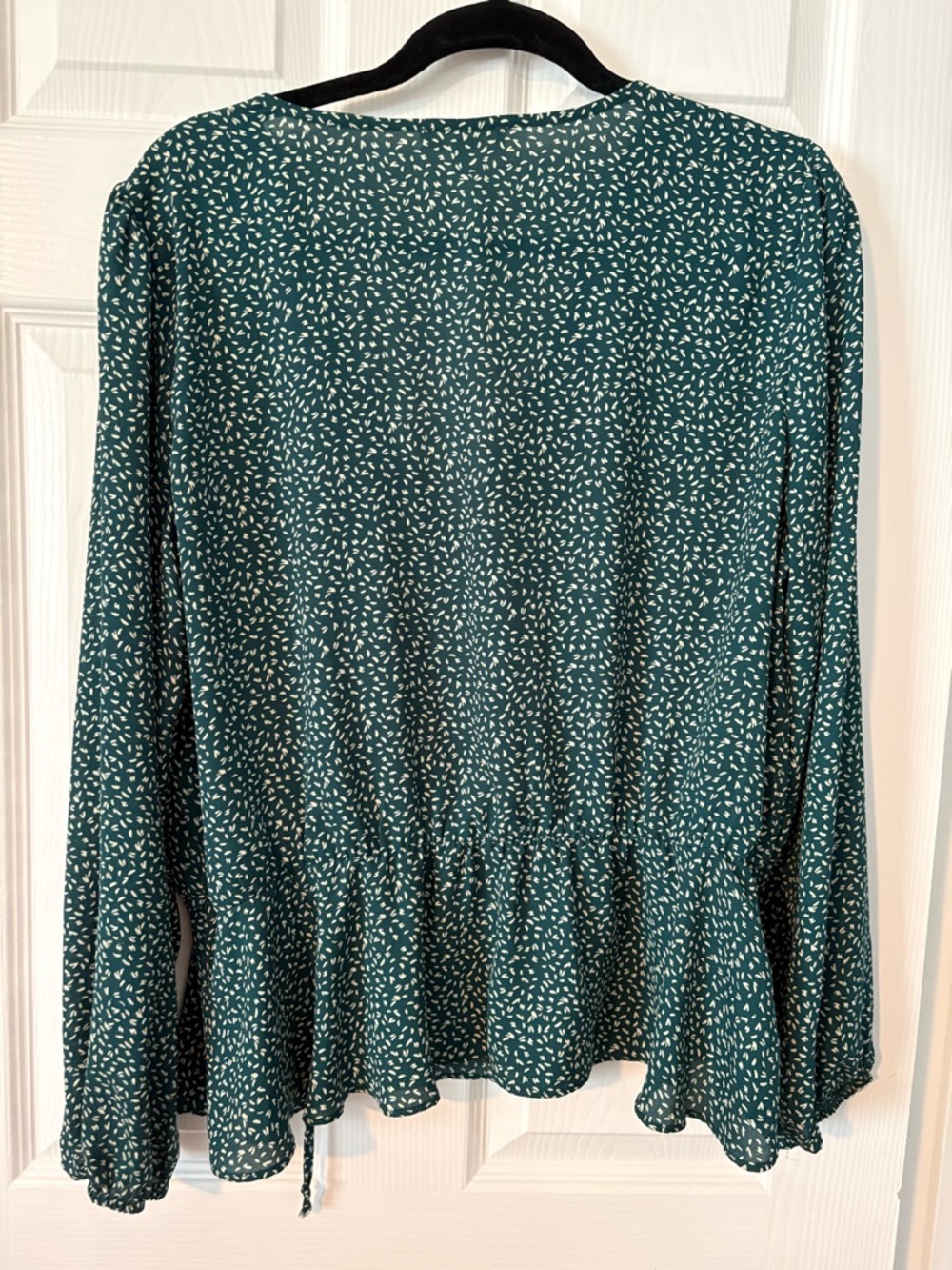 nine britton Teal Wrap Blouse with White Micro Dot Print - Picture 3 of 3